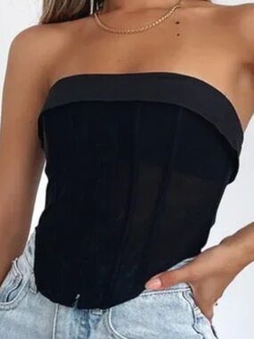 White Fox Boutique Black Bad at Love Bustier
